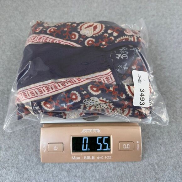 Sea New York Womens Size 4 Printed Boho Blouse Navy Blue Red Peasant India VNeck - Picture 12 of 12